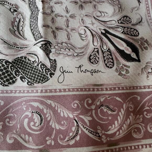 Vintage Jim Thompson Pink and Black Silk Scarf - Picture 5 of 7